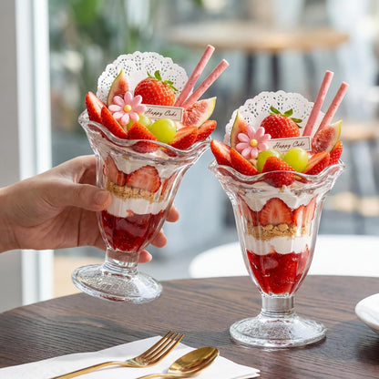 ZENFUN Glass Tulip Sundae Cups - 6 Pack Clear Dessert Bowls for Ice Cream, Milkshakes & More | 7 Fl Oz