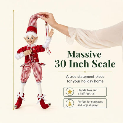Peppermint Parlor 30-Inch Posable Elf Figurines, Assortment of 2