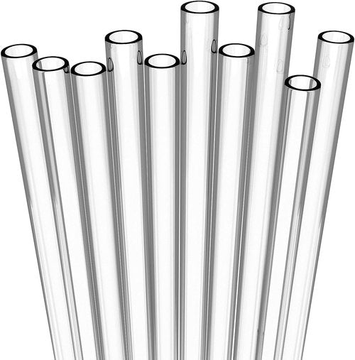 Clear Straws by [Brand Name] - Reusable Hard Plastic Drinking Straws with Cleaning Brush | 10-Pack for Tumblers & Smoothies - Dishwasher Safe & BPA Free