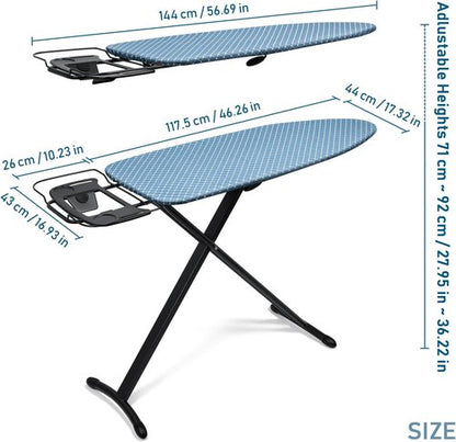Duwee Deluxe Ironing Board - 17"x46" Full Size with Heat Resistant Cover & Adjustable Height
