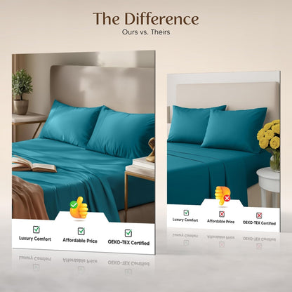 Utopia Bedding California King Sheet Set - Soft, Breathable Microfiber | 4-Piece in Denim Blue