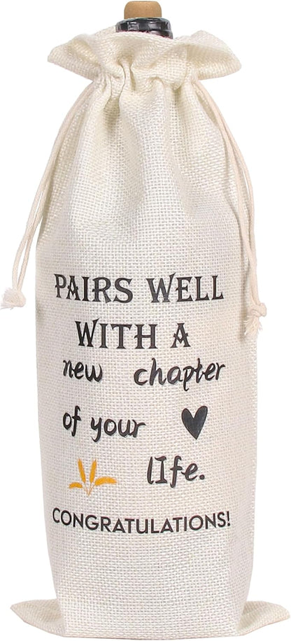 New Chapter Wine Bag 1Pcs New Job Gifts Farewell Gift Bag for Friends Women Men Pairs Well With a New Chapter of Your Life, New Job Gifts For Coworker Boss Going Away Gift