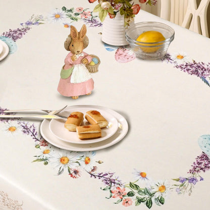 uwdfnwuif Easter Oval Tablecloth 60" x 120" Waterproof Fabric Spring Easter Bunny Table Cloths for Indoor Outdoor Kitchen Dining