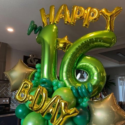 40 Inch Green Number 1 Balloon - Large Self-Inflating Foil Birthday Decoration for 1st Party