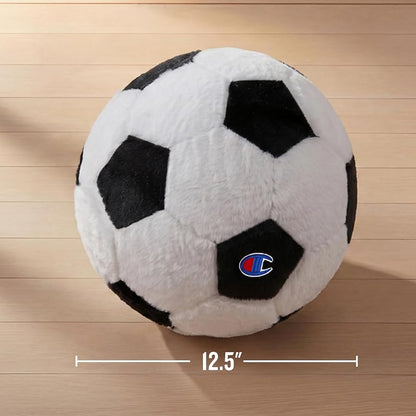 Champion Soccer Plush Pillow Ball - 12" Round, Black/White (Variation: Soccer)
