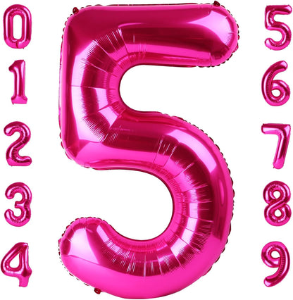 Skiennix 40-Inch Hot Pink Balloon Numbers - Perfect for 5th Birthday & Wedding Photo Shoot Decor