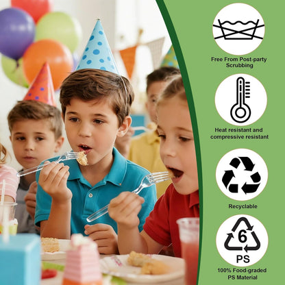 Zcaukya Disposable Plastic Forks - 100 Count Heavy-Duty Clear Utensils for Parties & Catering