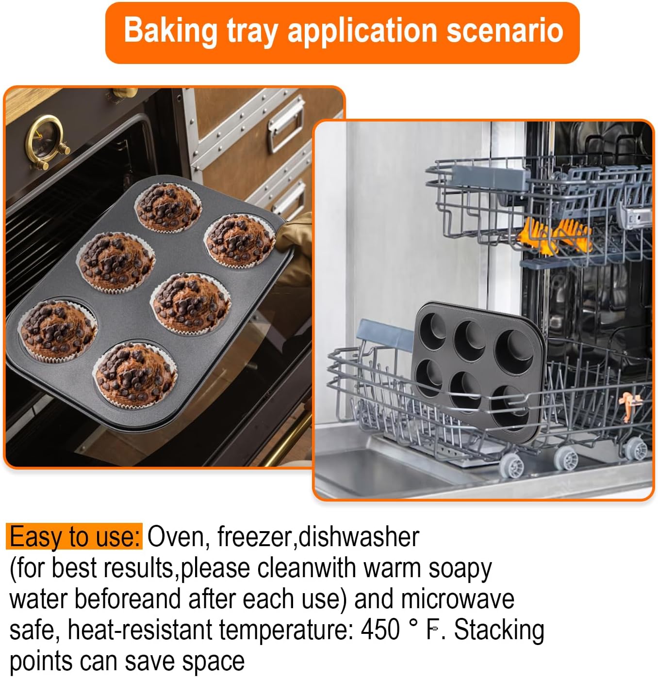 Premium Steel Muffin Pan by [Brand Name] - 2 Pack Round Bakeware for Cupcakes & Cheesecakes | 6 Cups, Black