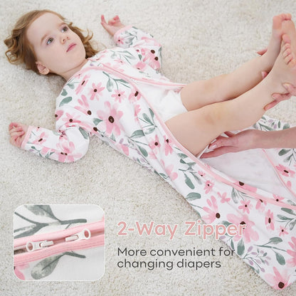 Yoofoss Baby Sleep Sack - 100% Cotton Long Sleeve Wearable Blanket for Infants 6-12 Months | 2-Way Zipper, 0.5 Tog