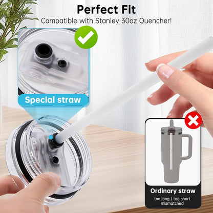 Stanley Replacement Straws - 6 Pack Reusable Drinking Straws with Cleaning Brush for 30oz Quencher Tumbler