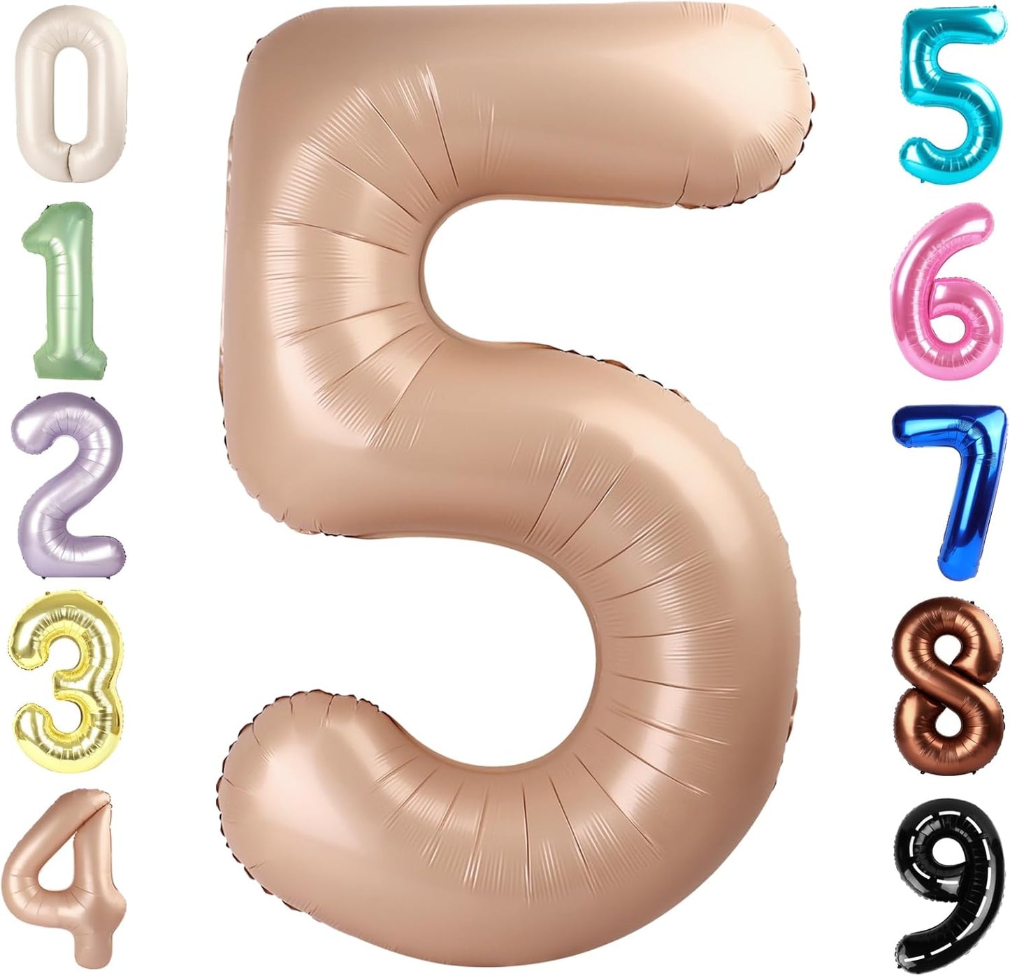 Skiennix 40-Inch Balloon Numbers - Light Brown 5th Birthday & Wedding Party Decor