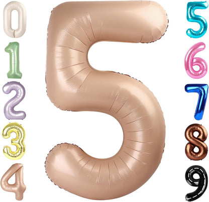 Skiennix 40-Inch Balloon Numbers - Light Brown 5th Birthday & Wedding Party Decor