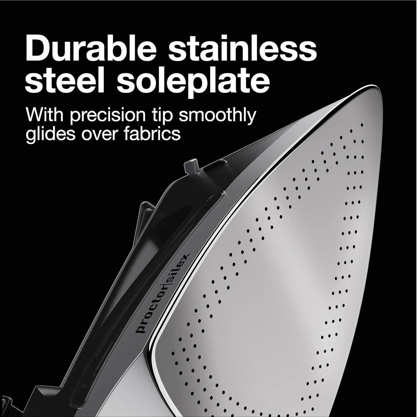 Proctor Silex Steam Iron - 1500 Watts with Stainless Steel Soleplate & 8’ Retractable Cord | Gray & Black
