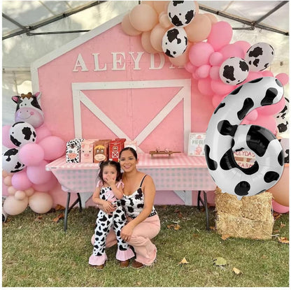 Regine Switzerland Cow Print Number Balloon - 40 Inch 0 Number Balloons for Farm Birthday Decorations