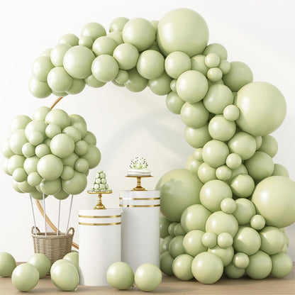 RUBFAC Dusty Green Balloons - 129-Piece Latex Garland Kit for Boho Wedding & Safari Party Decor | 5-12 Inch