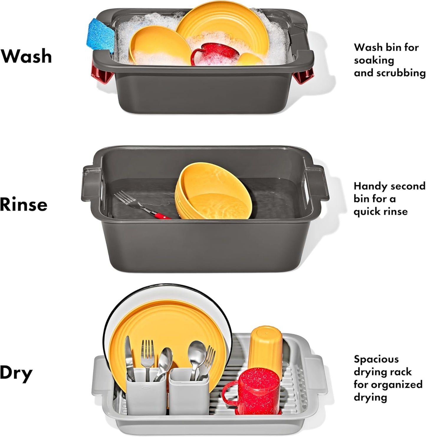 OXO Outdoor Wash, Dry & Stow System - Compact & Efficient Cleaning Solution for Camping | Portable Design