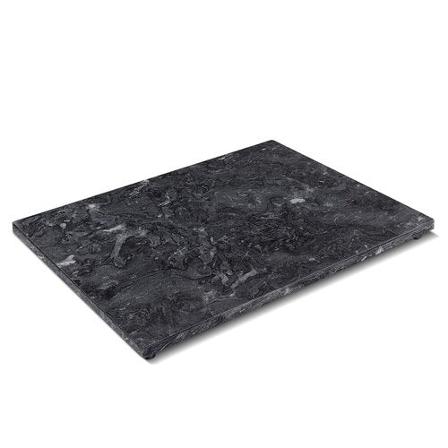 Flexzion Rectangular Marble Cheese Board - 11.5 x 15 Inch Black Marble Serving Board for Baking, Charcuterie, Pastry, Trivet - Non-Stick Heat Resistant Marble Cutting Boards for Kitchen