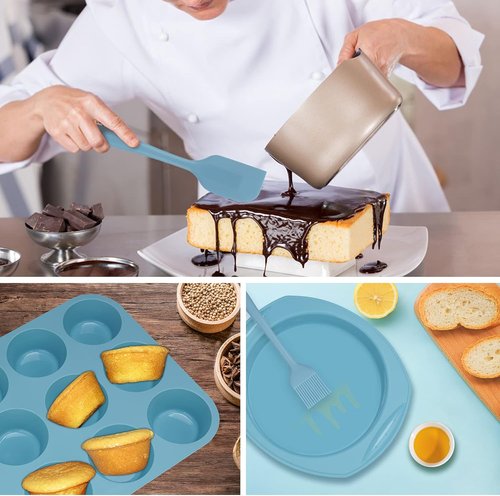 Aschef 7-in-1 Nonstick Silicone Baking Ring | Heat Resistant Bakeware for Muffins, Loaves, and More