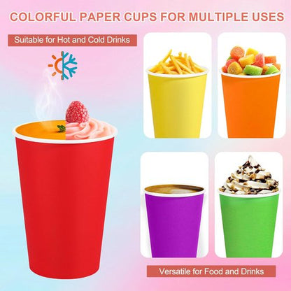 Kochorie 60 Pack Disposable Rainbow Paper Cups - Colorful 12 Ounce Birthday Party Supplies | 6 Vibrant Colors
