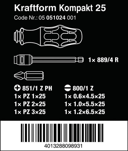Wera KK25 Driver Bit Set - Premium Replacement Bits for Precision Work | 25-Piece Set