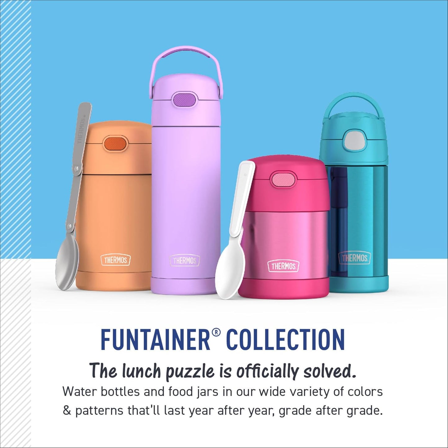 THERMOS FUNTAINER Water Bottle - 12 Ounce Kids Stainless Steel Insulated Bottle | Unicorn Blooms Design