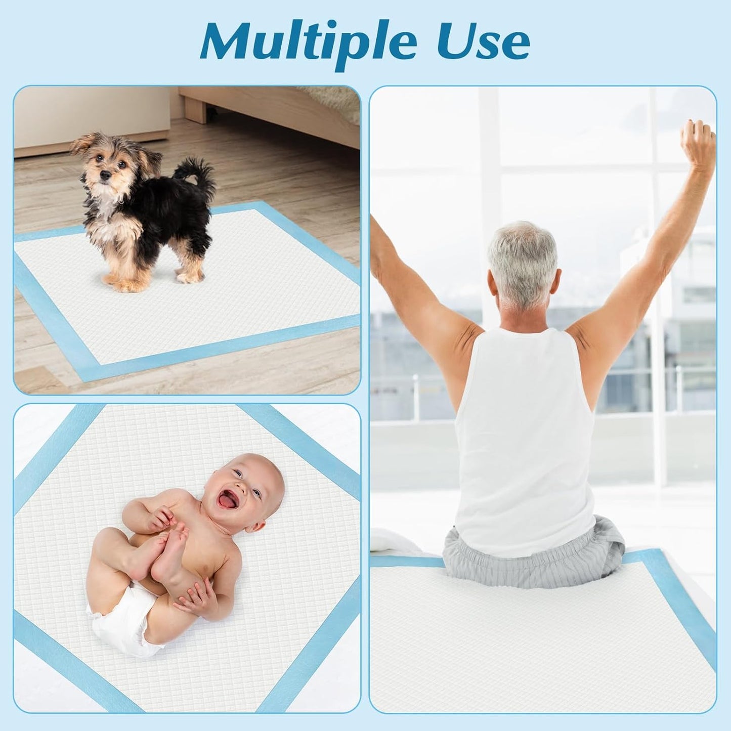 Super Absorbency Disposable Underpads by [Brand Name] - 100 Count | Leakproof & Quick Drying for Babies, Puppies, and Adults