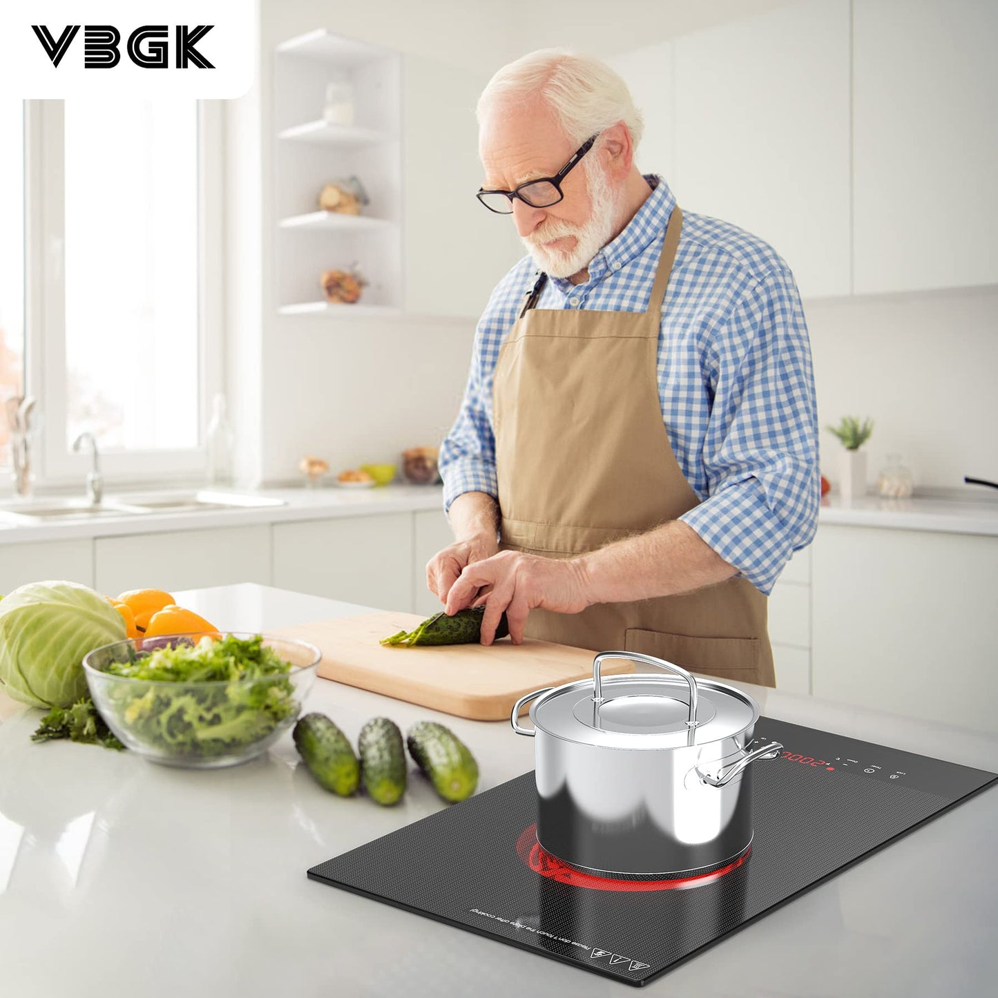VBGK Electric Cooktop,110V Electric Stove Top,Single Burner Electric Cooktop LED Touch Control,9 Power Levels, Kids Lock &Timer,Overheat Protection,2000W Portable Induction Cooktop