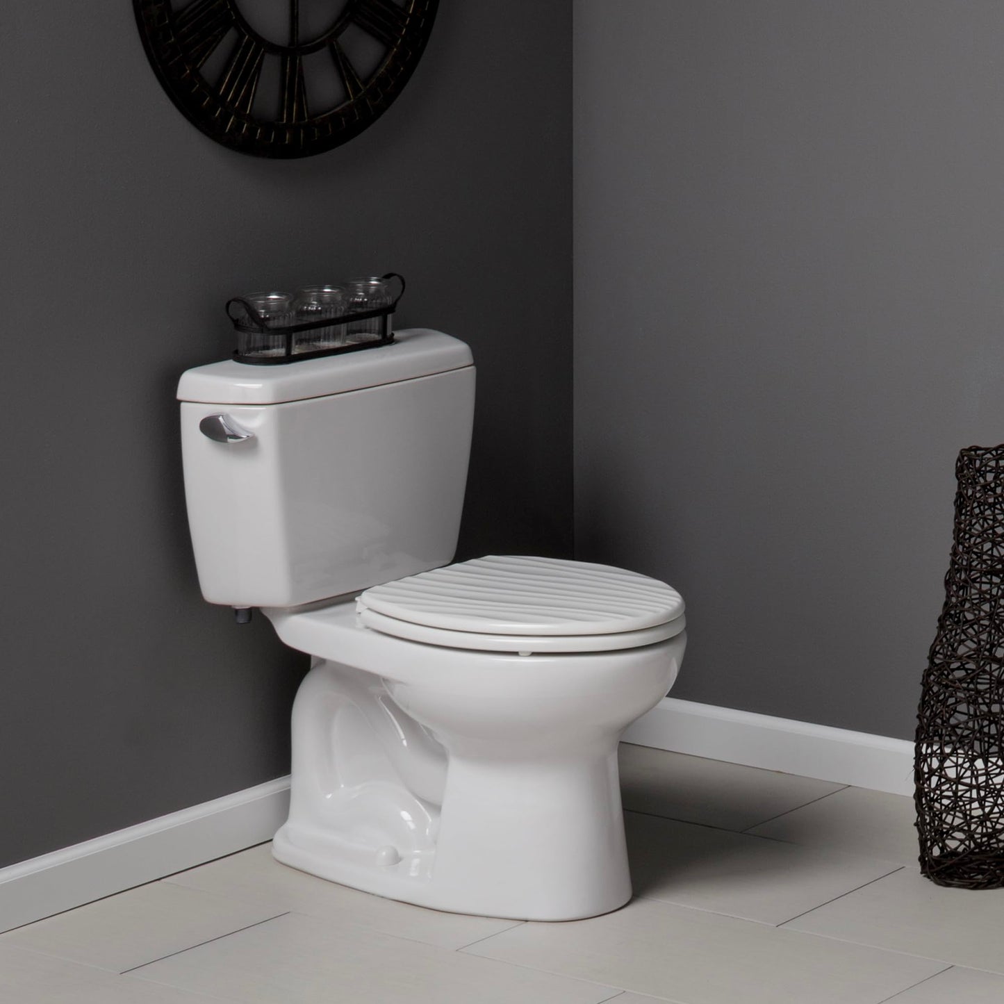 Mayfair Sculptured Rainfall Slow Close Toilet Seat, Easy Clean Hinges with Durable Wood Seat, Elongated, White