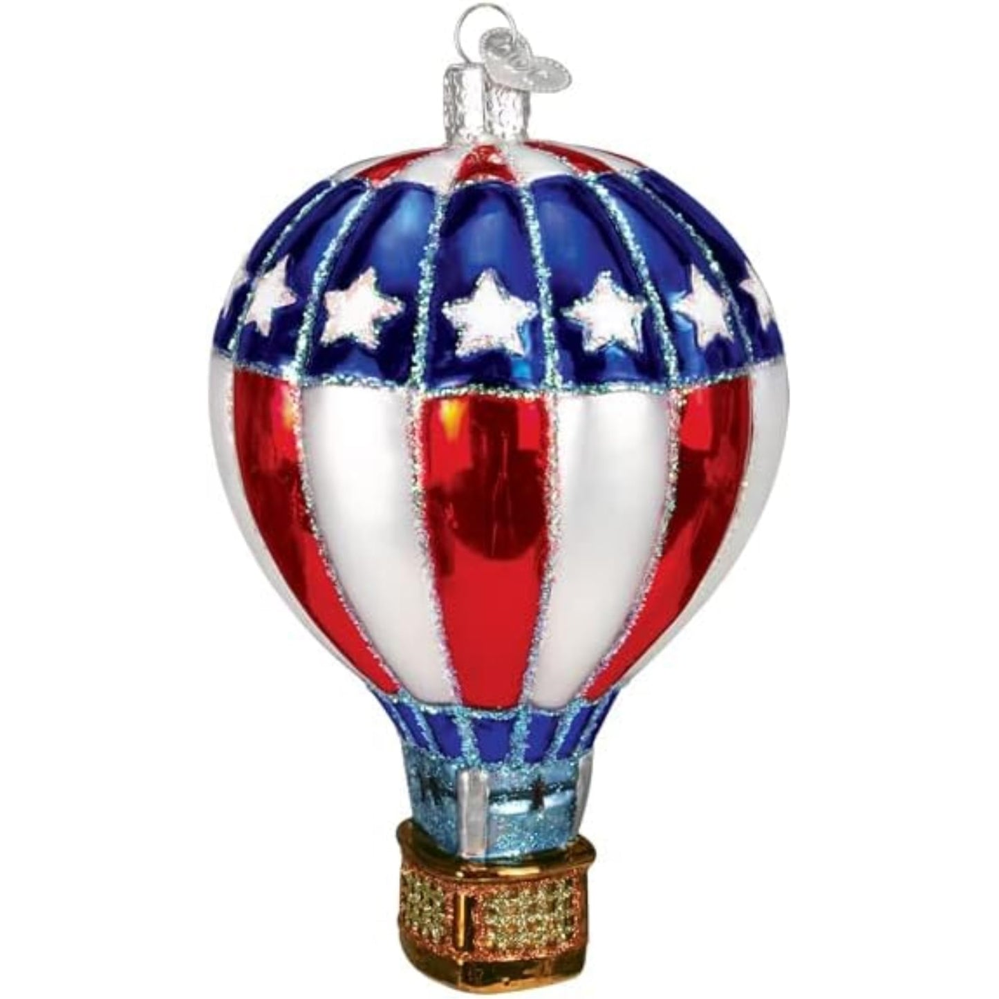 Old World Christmas Patriotic Hot Air Ballon Glass Blown Ornament for Christmas Tree