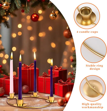 Advent Wreath Candle Holder - Elegant Gold Design for Tapered Candles | Perfect for Christmas Decor