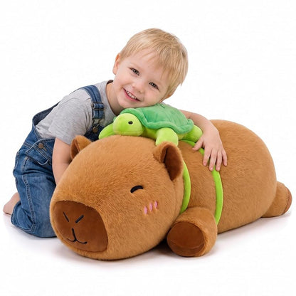 30-Inch Giant Capybara Plush Pillow - Large Capybara Stuffed Animal, Variation: Turtle Capybara