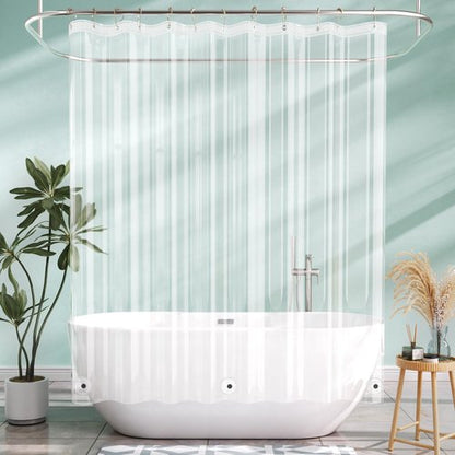 AmazerBath Camper Shower Curtain Liner, 72x65 Clear Shower Curtain Liner, Waterproof Plastic Shower Liner, Lightweight PEVA Shower Curtain for Bathroom with 3 Magnets and 12 Rustproof Metal Grommets