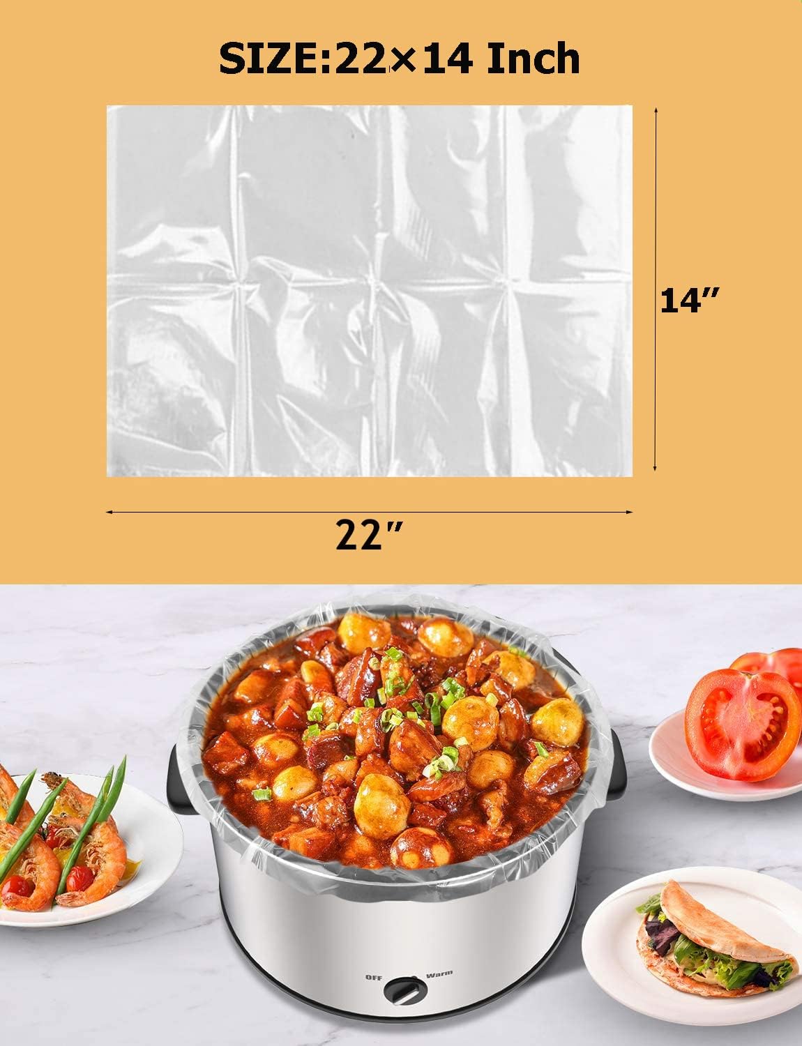 Slow Cooker Liners by [Brand Name] - Extra Large 20 Count, Fits 6-10QT Pots, BPA Free, 14"x22"
