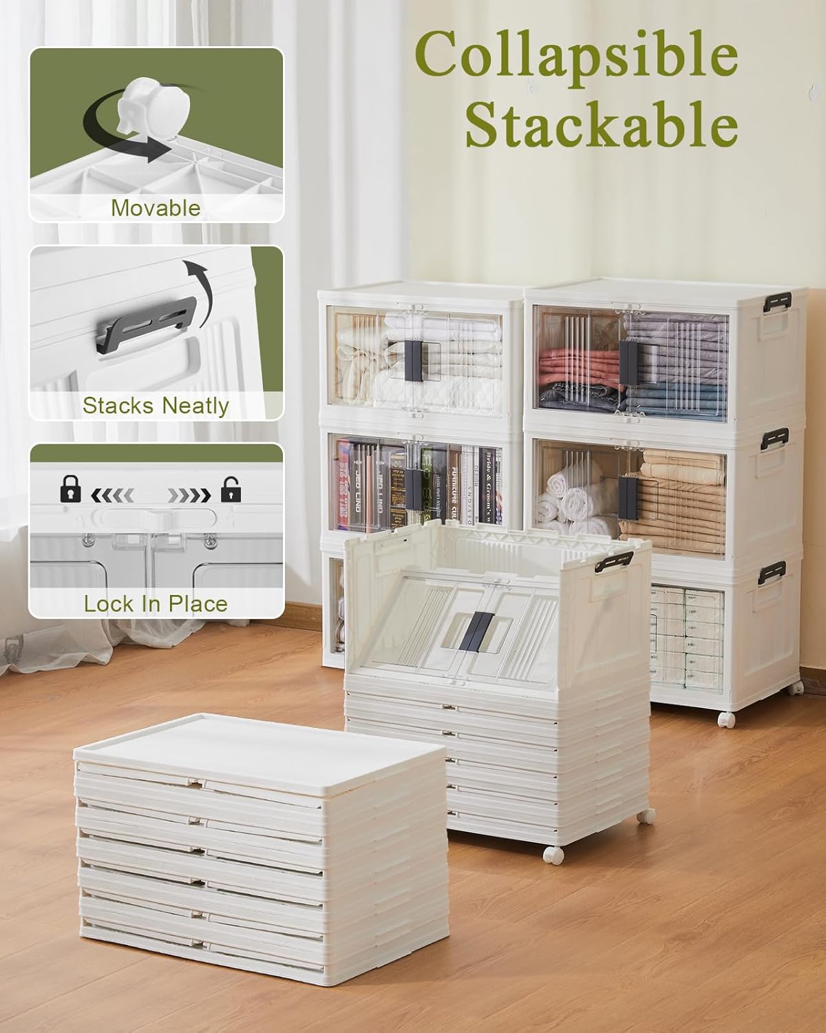 OlarHike 48QT Lockable Storage Bins - 9 Pack with Lids for Secure Organization