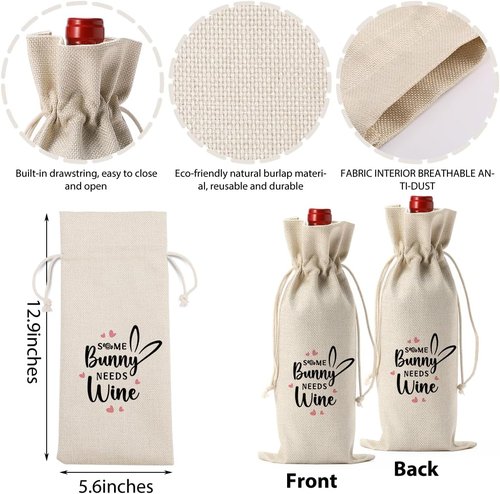 Funny Easter Wine Bag Easter Basket Easter Bunny Ears Decorations Easter Holiday Gifts for Women Men Easter Wine Bag Gifts for Wine Lover Easter Party Decorations
