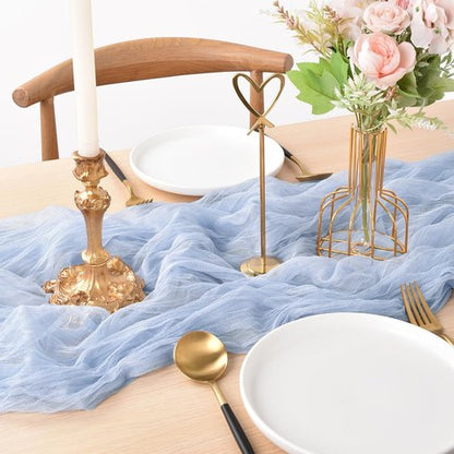 Joanlody Blue Cheesecloth Table Runner - Rustic 10Ft Boho Decor for Weddings & Showers