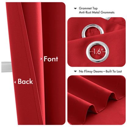 MIULEE Christmas Red Blackout Curtains for Bedroom Living Room 72 Inches Long 2 Panels, Thermal Insulated Room Darkening Drapes Solid Grommet Top Light Blocking Window Treatments 40x72 Inch