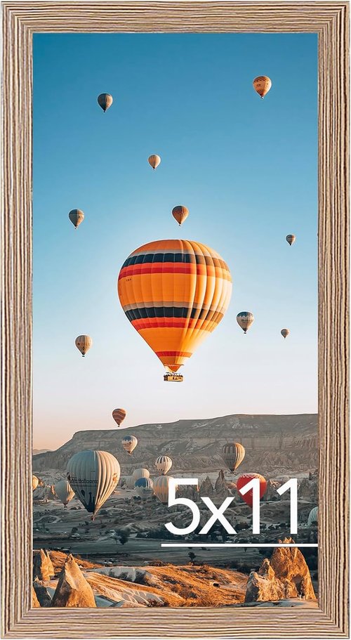JCJMY 5x11 Picture Frame - Rustic Brown Wall Hanging & Tabletop Display | Shatter Resistant Plexiglass