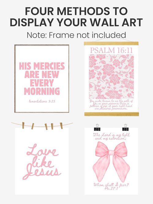FGFK Christian Wall Art Prints Set - Girly Pink Bible Verse Decor for Girls Room | 8x10 Unframed