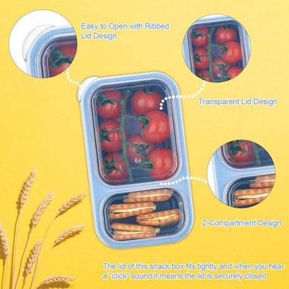 DOSEWART Reusable Snack Containers - 2-Compartment Wheat Straw Meal Prep Packs | 6-Pack for On-the-Go Snacking