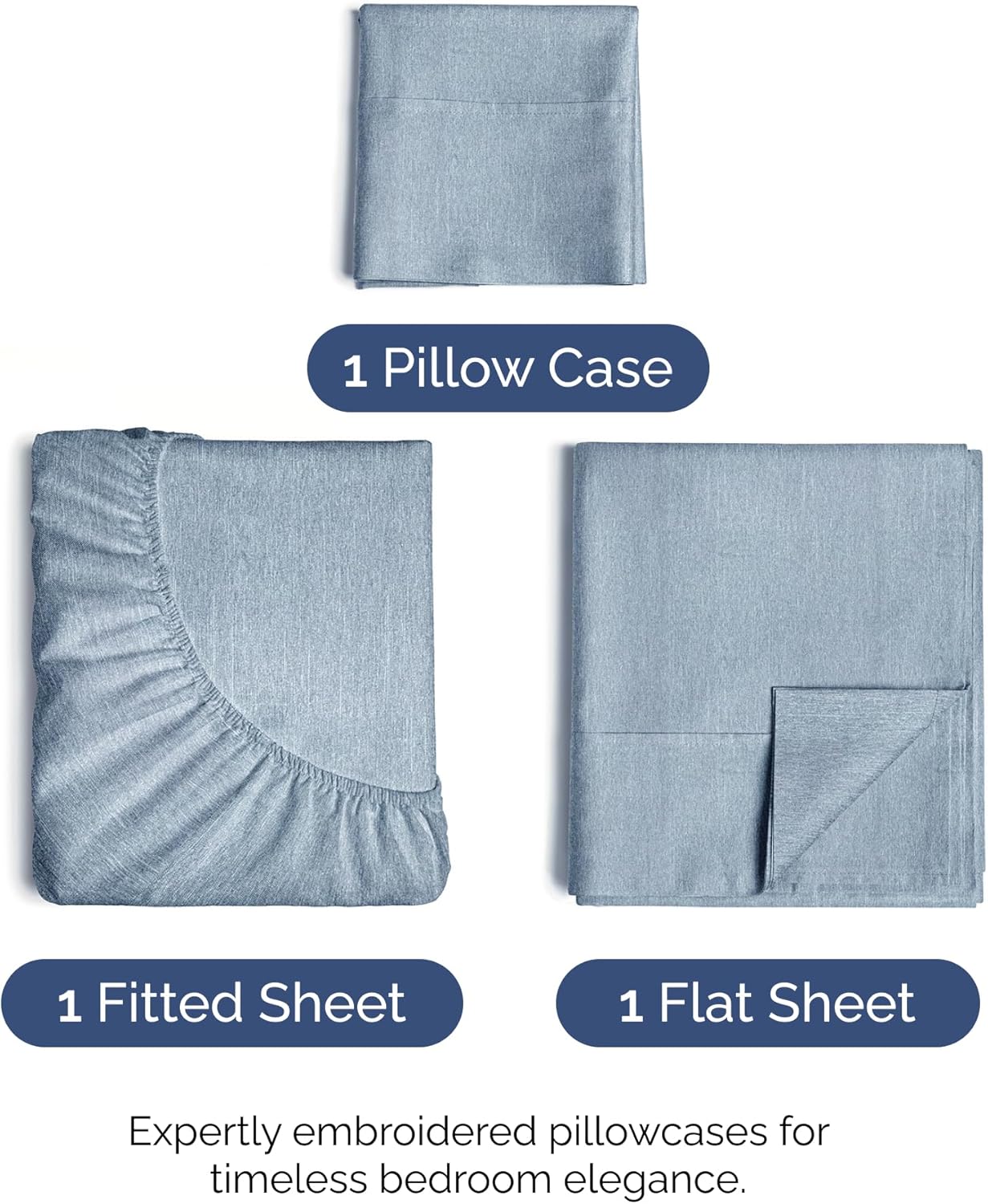 Skiennix Twin Size Sheet Set - Comfy Breathable Cooling Bedding - Luxury Soft Wrinkle-Free Blue