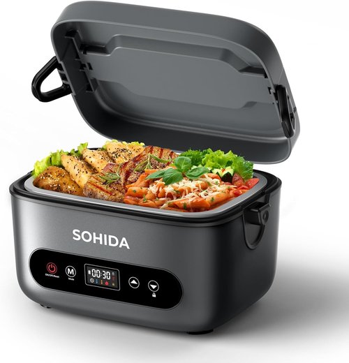 100W Cordless Electric Lunch Box - Rechargeable Heated Food Warmer | 1.2L Portable Design for Work & Outdoor Use
