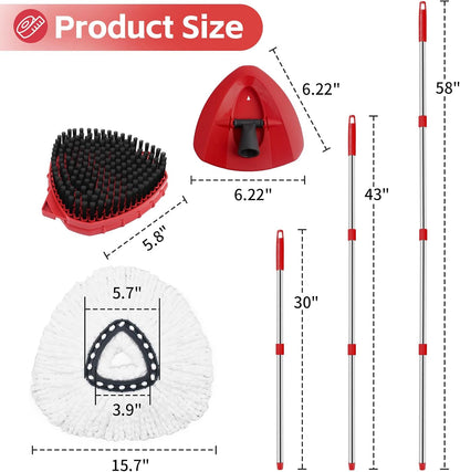 O Cedar Spin Mop Replacement Kit - 2 Microfiber Mop Heads, 58" Handle & Scrub Brush Attachment