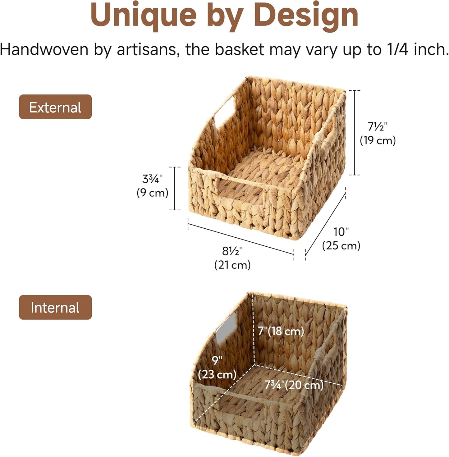 StorageWorks Wicker Storage Baskets - Handwoven Organizing Baskets with Built-in Handles | 2 Pack