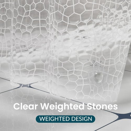 Titanker Clear Shower Curtain Liner with Water Cube, Medium Weight Plastic Shower Liner PEVA Waterproof Shower Curtains for Bathroom with Big Stones and Grommets, 72x72 Inches
