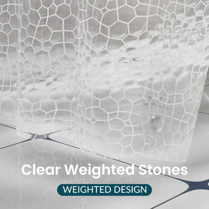 Titanker Clear Shower Curtain Liner with Water Cube, Medium Weight Plastic Shower Liner PEVA Waterproof Shower Curtains for Bathroom with Big Stones and Grommets, 72x72 Inches