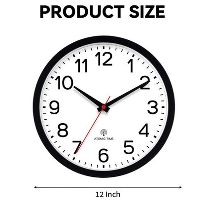 AKCISOT Atomic 12 Inch Wall Clock Analog Clocks for Indoor Kitchen, Battery Operated Clock for Bedroom Office Classroom Living Room(Black)
