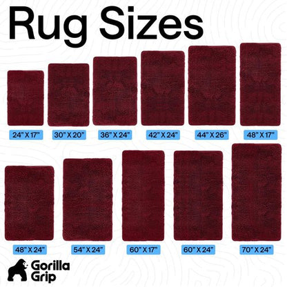 GORILLA GRIP Bath Rug Mat 36x24, Soft Absorbent Chenille, Quick Dry Microfiber Mats, Rubber Backing Washable Shower Floor Rugs, Bathmat Runner, US Designed Bathroom Home Decor Accessories Burgundy