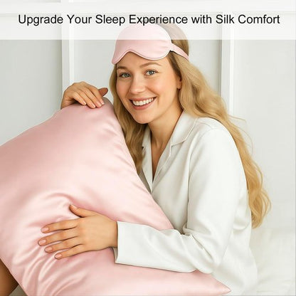 DAISYSILK 100% Mulberry Silk Pillowcase - Luxurious 22 Momme Cover for Hair & Skin - Soft Pink, Standard 20''×26''