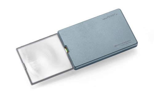 ESCHENBACH 1521-22 Portable Thin Lighted Magnifying Glass Easy Pocket Metallic Blue 4X Made in Germany